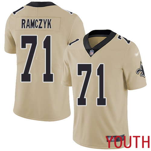 New Orleans Saints Limited Gold Youth Ryan Ramczyk Jersey NFL Football #71 Inverted Legend Jersey->youth nfl jersey->Youth Jersey